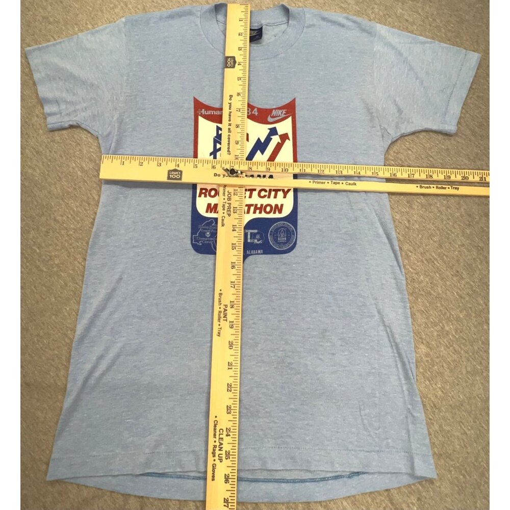 Vintage 1984 Nike Humana Rocket City Marathon Blue Graphic T-Shirt Mens M - Picture 3 of 9